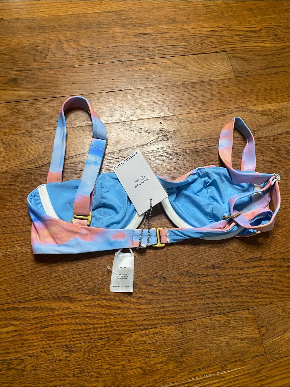 WeWoreWhat Sorrento Underwire Bikini Top Sunset Multi Tie Dye Medium NWT - Picture 7 of 7